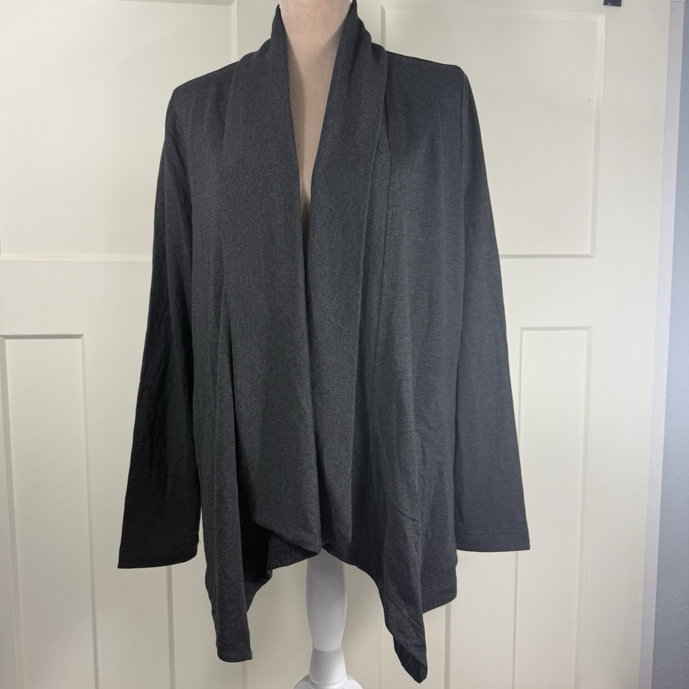 Max & Mia Women's L Heather Charcoal Lightweight Drape Cardigan Soft Career